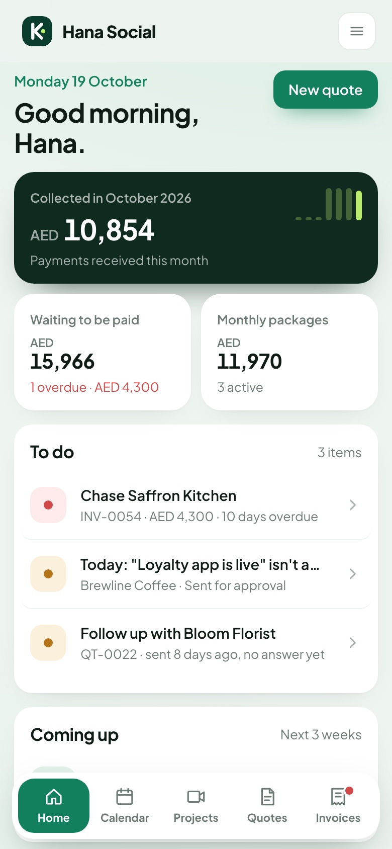 The Kanvo home screen on a phone
